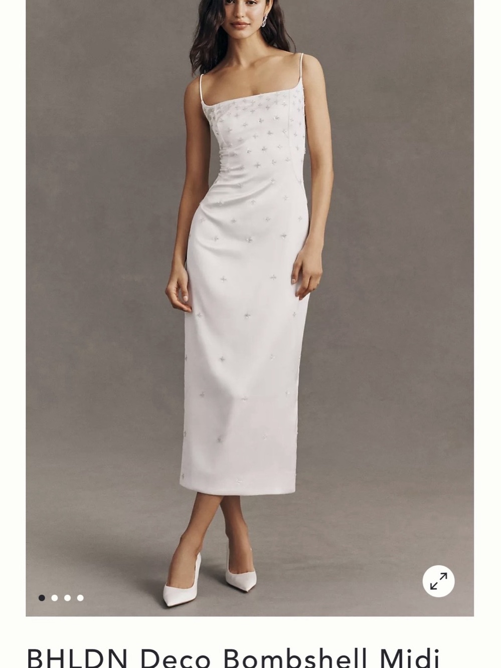 BHLDN Deco Bombshell Midi Dress Floral White